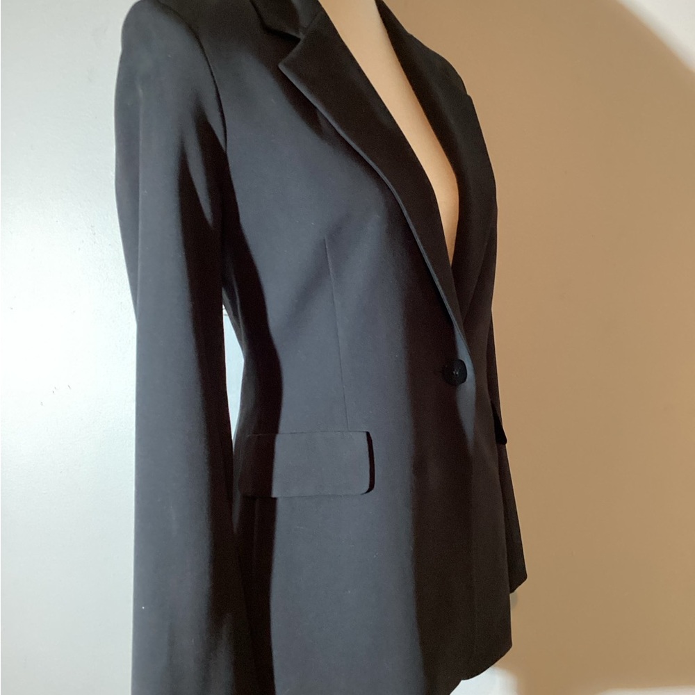Laundry By Shelli Segal Black Tailored One Button Blazer, faux pockets, size 8 - Picture 2 of 10